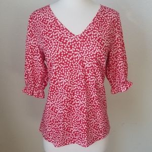 Vintage 70's Floral Red Blouse